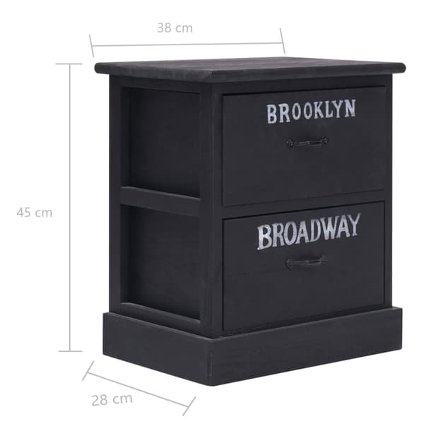 vidaXL Sängbord 2 st svart 38x28x45 cm kejsarträ - Nattduksbord
