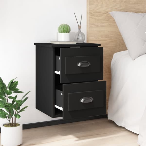 vidaXL væghængt sengebord 41,5x36x53 cm sort -  Natborde