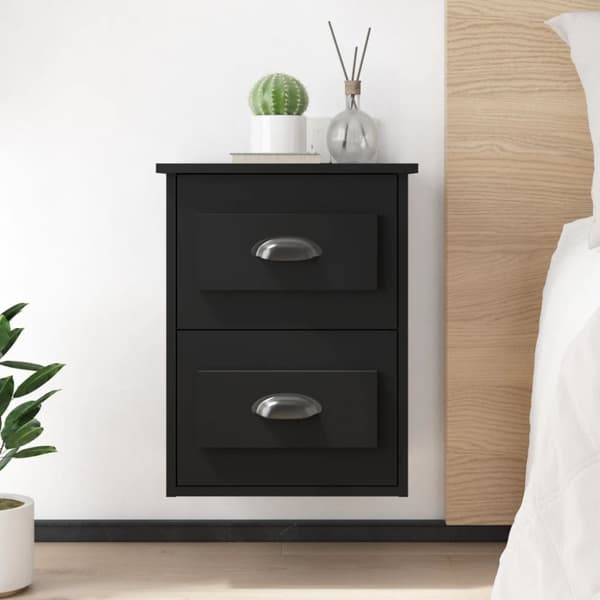 vidaXL væghængt sengebord 41,5x36x53 cm sort - Natborde