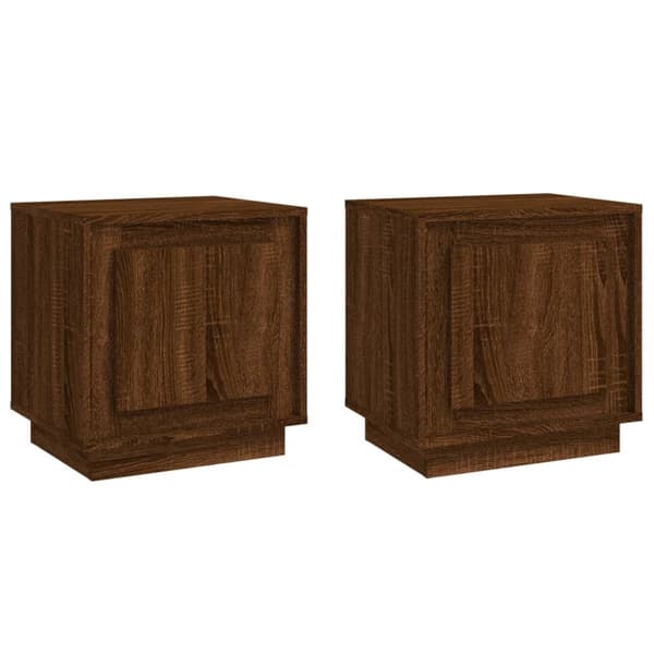 vidaXL sengeborde 2 stk. 44x35x45 cm konstrueret træ brun egetræsfarve -  Natborde