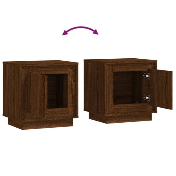 vidaXL sengeborde 2 stk. 44x35x45 cm konstrueret træ brun egetræsfarve -  Natborde