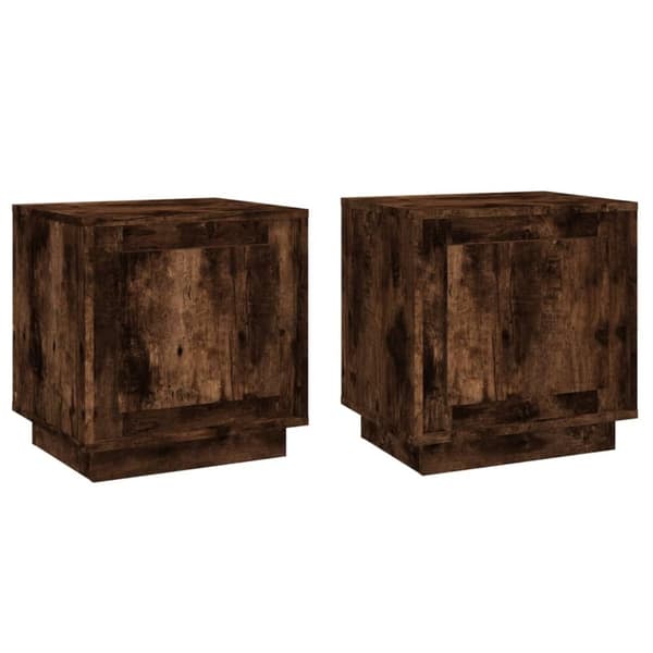 vidaXL sengeborde 2 stk. 44x35x45 cm konstrueret træ røget egetræ - Natborde