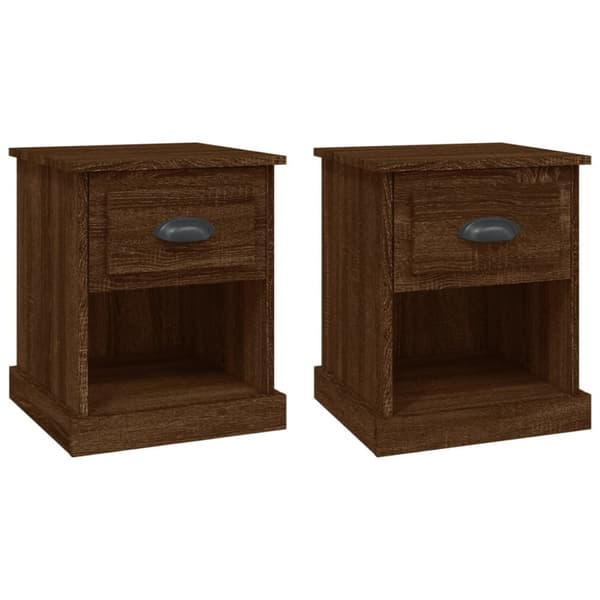 vidaXL sengeborde 2 stk. 39x39x47,5 cm konstrueret træ brunt eg -  Natborde