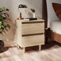 Pikkukuva 3 / 11: vidaXL Yöpöydät täysmäntyiset jalat 2 kpl Sonoma tammi 40x35x50 cm -  Yöpöydät