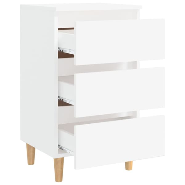 vidaXL Sängbord med ben i massivt trä vit 40x35x69 cm - Nattduksbord