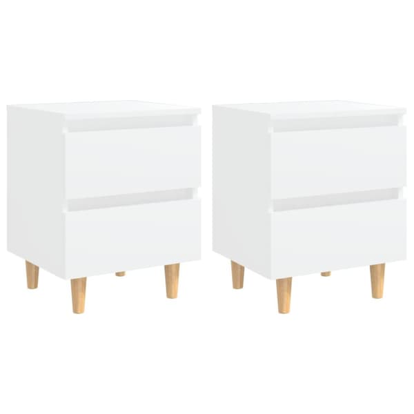vidaXL sengeskabe med ben i massivt fyrretræ 2 stk. 40x35x50 cm hvid - Natborde