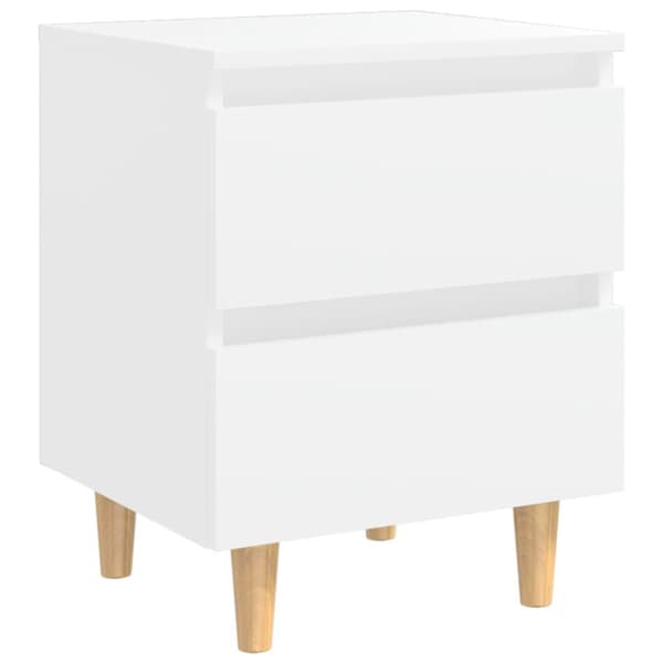 vidaXL sengeskabe med ben i massivt fyrretræ 2 stk. 40x35x50 cm hvid - Natborde