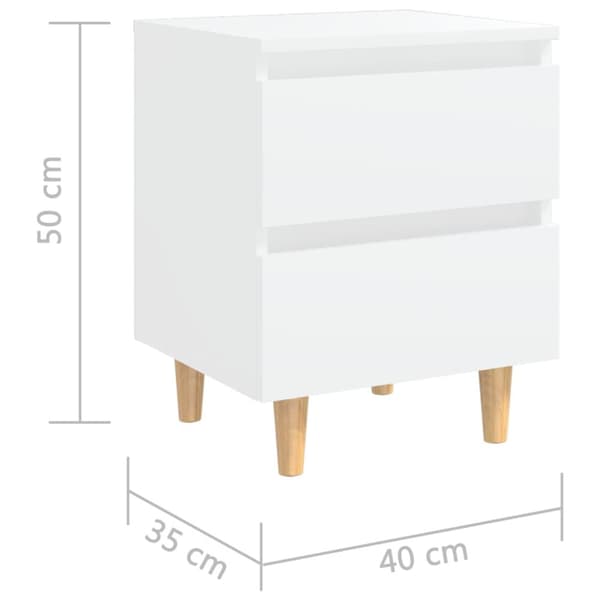 vidaXL sengeskabe med ben i massivt fyrretræ 2 stk. 40x35x50 cm hvid - Natborde