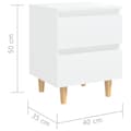 Miniatyrbillede 9 af 9: vidaXL sengeskabe med ben i massivt fyrretræ 2 stk. 40x35x50 cm hvid -  Natborde