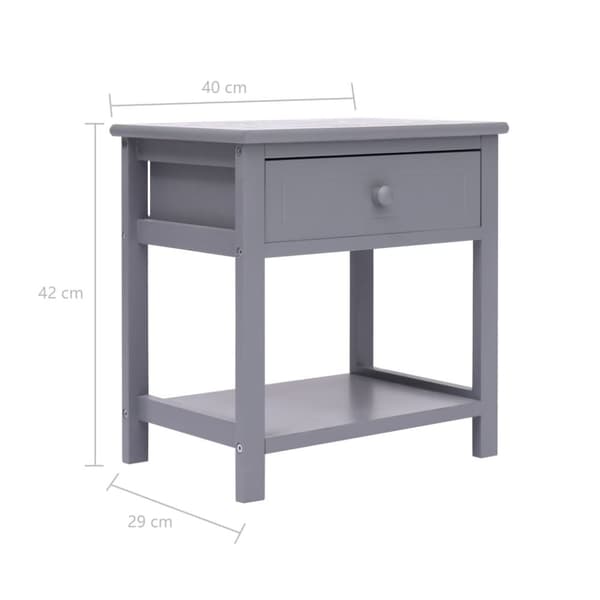 vidaXL Yöpöydät 2kpl harmaa 40x29x42 cm keisaripuu - Yöpöydät