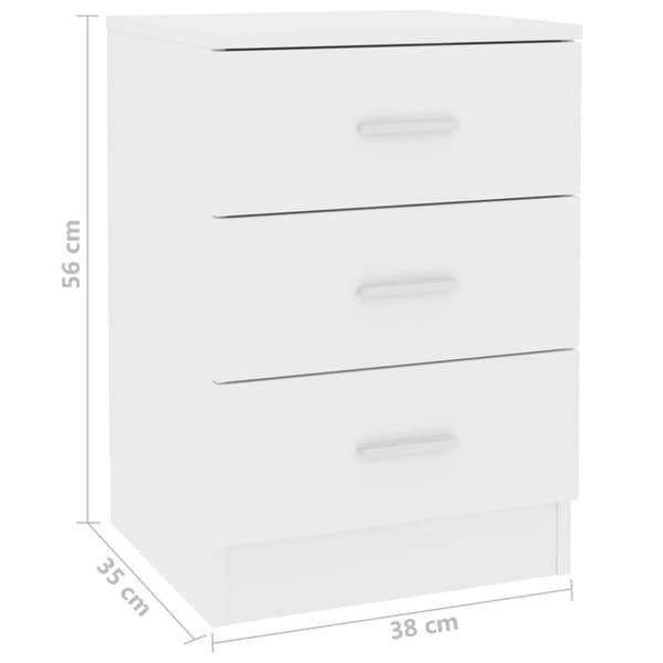 vidaXL Yöpöydät 2 kpl valkoinen 38x35x56 cm tekninen puu - Yöpöydät