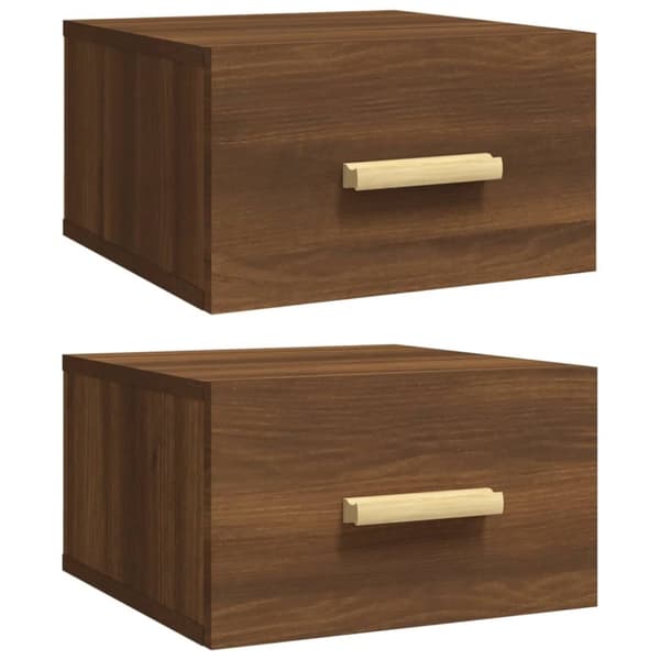 vidaXL væghængte sengeborde 2 stk. 35x35x20 cm brun egetræsfarve -  Natborde