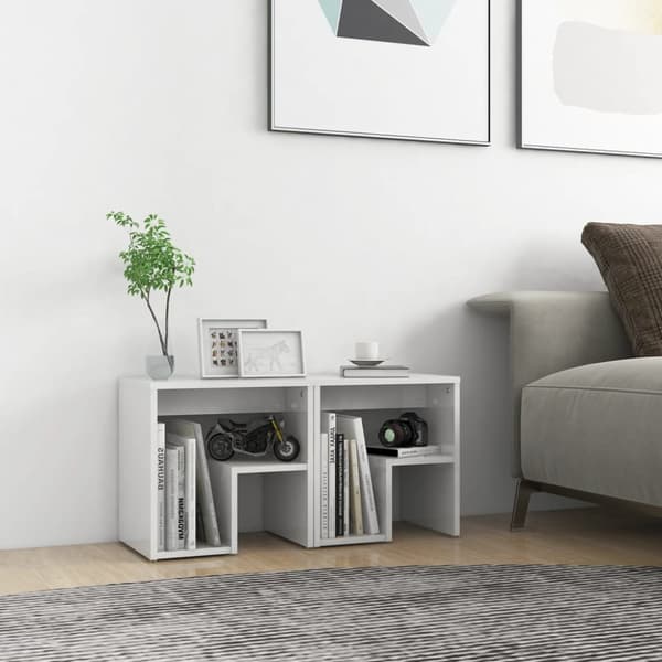 vidaXL sengeskabe 2 stk. 40x30x40 cm spånplade hvid højglans -  Natborde