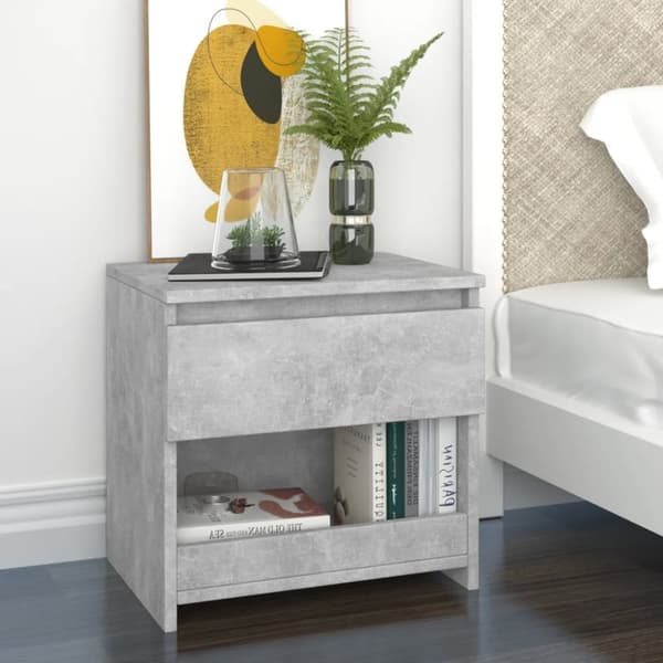 vidaXL sengeborde 2 stk. 40x30x39 cm spånplade betongrå -  Natborde