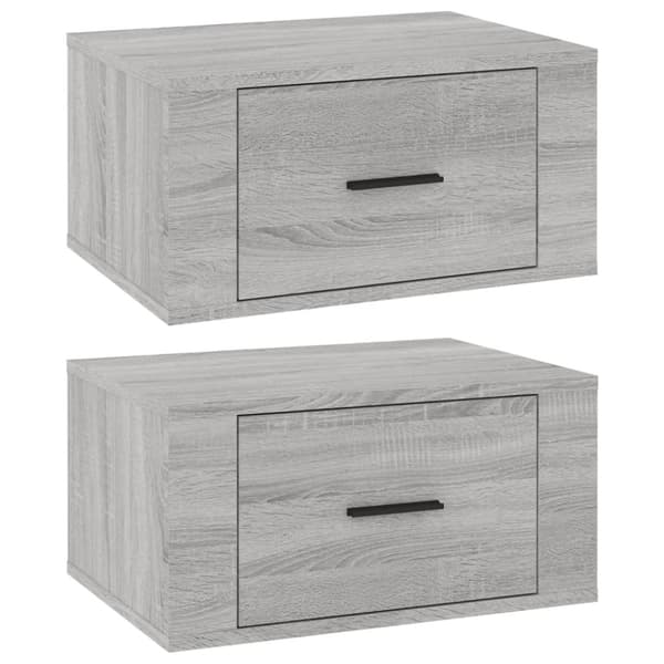 vidaXL væghængte sengeborde 2 stk. 50x36x25 cm grå sonoma-eg - Natborde