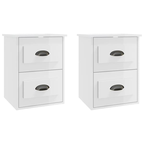 vidaXL Väggmonterade sängbord 2 st vit högglans 41,5x36x53cm - Nattduksbord