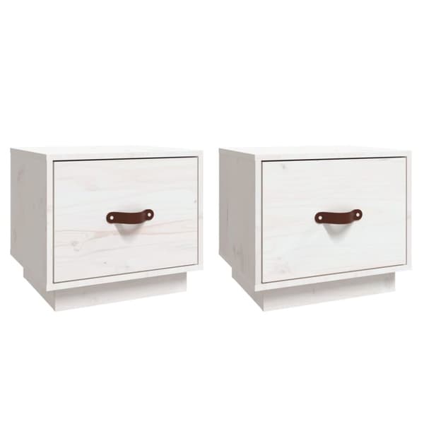 vidaXL sengeborde 2 stk. 40x34x35 cm massivt fyrretræ hvid -  Natborde