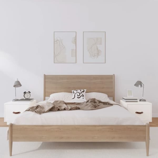 vidaXL sengeborde 2 stk. 40x34x35 cm massivt fyrretræ hvid -  Natborde