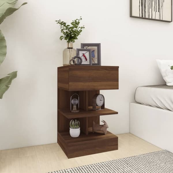 vidaXL sengebord 40x35x65 cm konstrueret træ brun egetræsfarve - Natborde