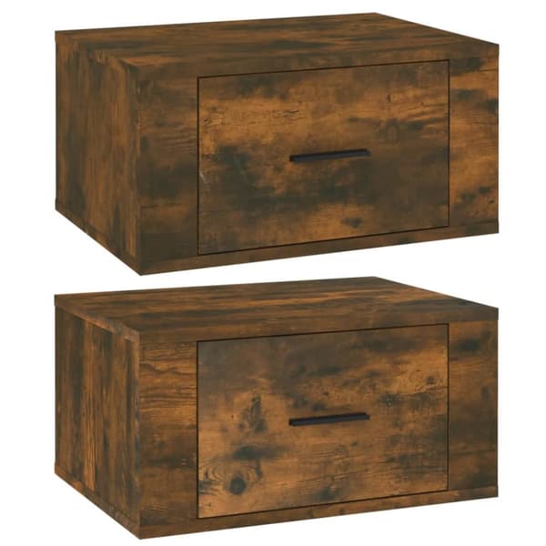 vidaXL væghængte sengeborde 2 stk. 50x36x25 cm røget egetræsfarve - Natborde
