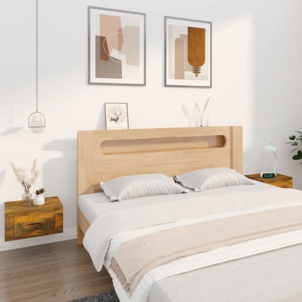 vidaXL væghængte sengeborde 2 stk. 50x36x25 cm røget egetræsfarve - Natborde