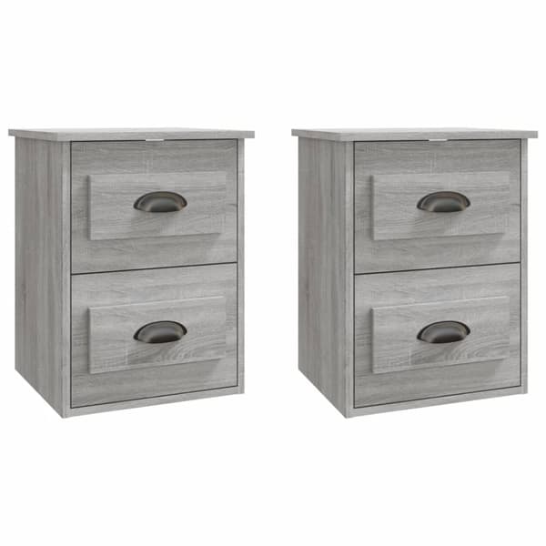 vidaXL væghængte sengeborde 2 stk. 41,5x36x53 cm grå sonoma-eg -  Natborde