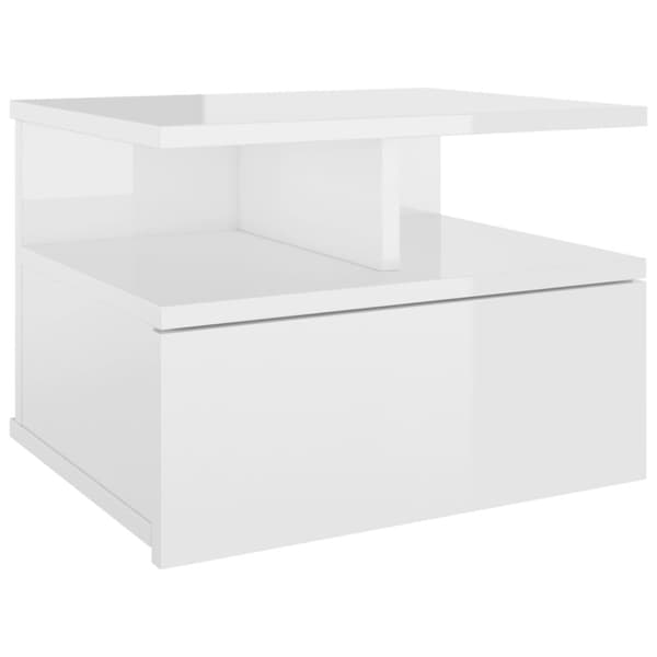 vidaXL svævende natbord 40 x 31 x 27 cm spånplade hvid højglans - Natborde