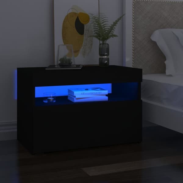 vidaXL Sängbord med LED-belysning svart 60x35x40 cm konstruerat trä -  Nattduksbord