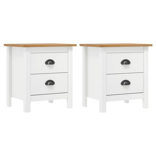 vidaXL sengebord Hill 2 stk. 46x35x49,5 cm massivt fyrretræ hvid - Natborde