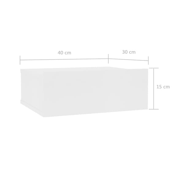 vidaXL Kelluvat yöpöydät 2 kpl valkoinen 40x30x15 cm tekninen puu -  Yöpöydät