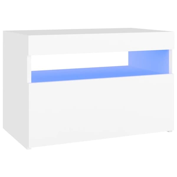 vidaXL sengebord med LED-lys 60x35x40 cm konstrueret træ hvid -  Natborde