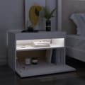 Miniatyrbillede 5 af 11: vidaXL sengebord med LED-lys 60x35x40 cm konstrueret træ hvid -  Natborde