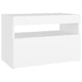 Miniatyrbillede 9 af 11: vidaXL sengebord med LED-lys 60x35x40 cm konstrueret træ hvid -  Natborde