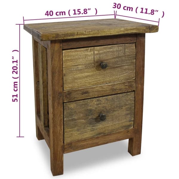vidaXL Sängbord massivt återvunnet trä 40x30x51cm -  Nattduksbord