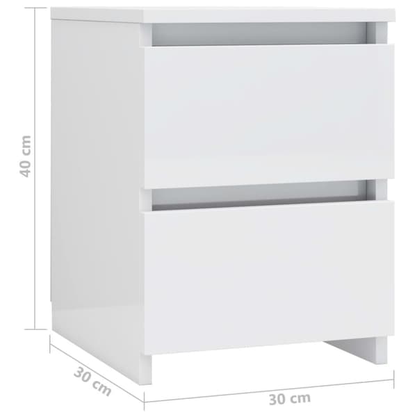 vidaXL Sängbord vit högglans 30x30x40 cm konstruerat trä - Nattduksbord