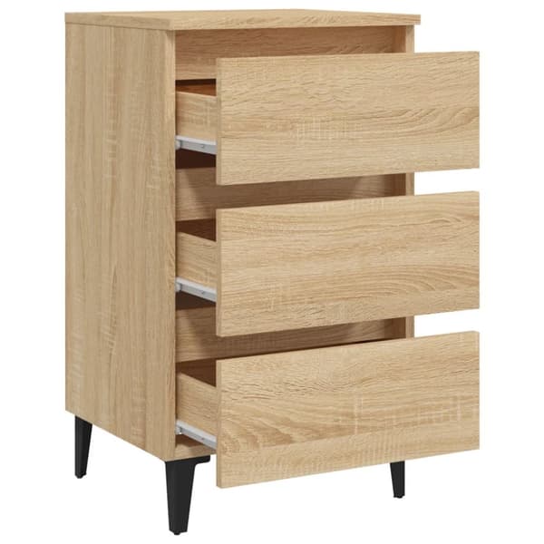 vidaXL Yöpöytä metallijaloilla Sonoma-tammi 40x35x69 cm - Yöpöydät