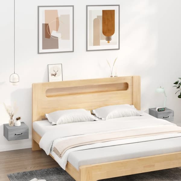 vidaXL Seinäkiinnitettävät yöpöydät 2 kpl harmaa Sonoma 35x35x20 cm -  Yöpöydät
