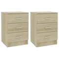 Miniatyrbillede 3 af 8: vidaXL sengeborde 2 stk. 38x35x56 cm konstrueret træ sonoma-eg -  Natborde