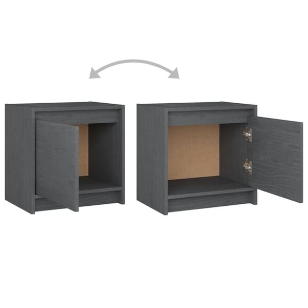 vidaXL sengeskab 40x30,5x40 cm massivt fyrretræ grå -  Natborde