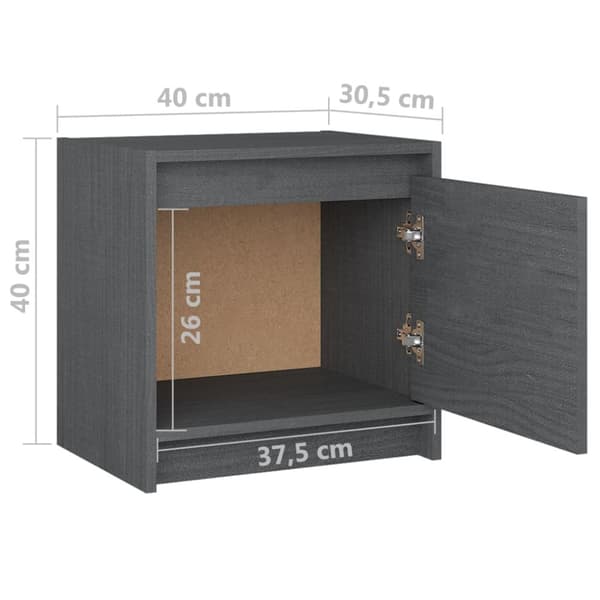 vidaXL sengeskab 40x30,5x40 cm massivt fyrretræ grå -  Natborde