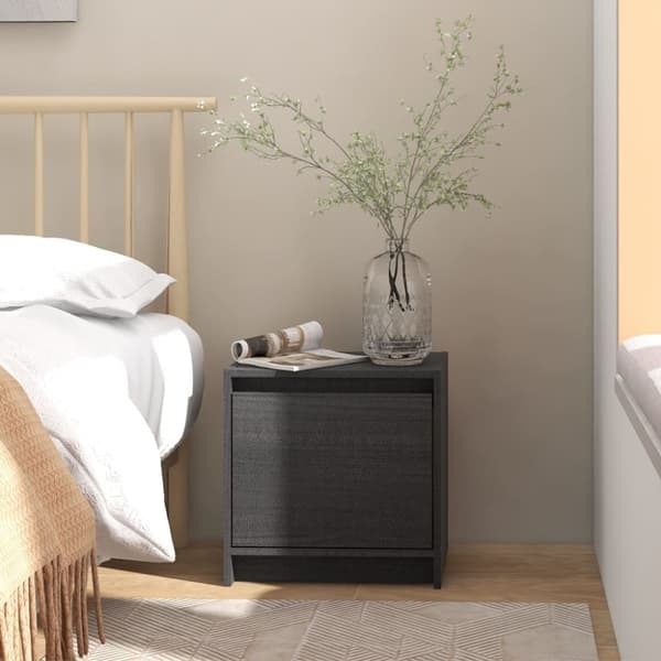 vidaXL sengeskab 40x30,5x40 cm massivt fyrretræ grå -  Natborde