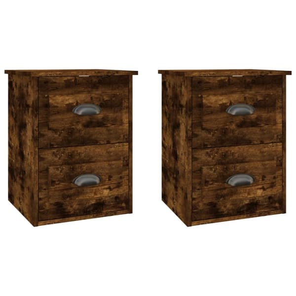 vidaXL væghængte sengeborde 2 stk. 41,5x36x53 cm røget eg - Natborde