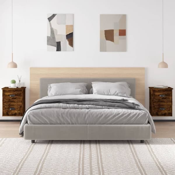vidaXL væghængte sengeborde 2 stk. 41,5x36x53 cm røget eg - Natborde