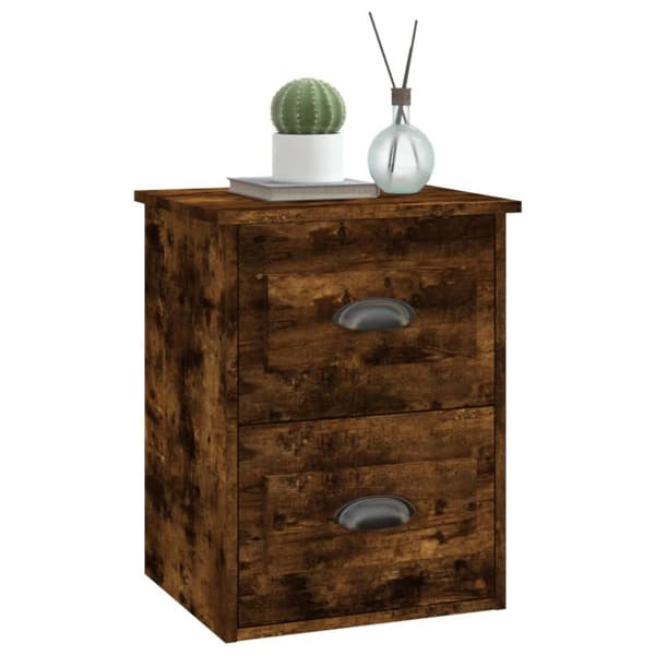 vidaXL væghængte sengeborde 2 stk. 41,5x36x53 cm røget eg - Natborde