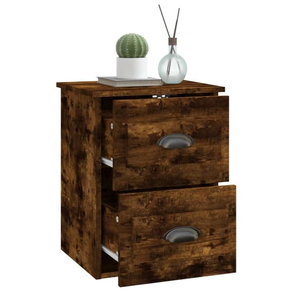 vidaXL væghængte sengeborde 2 stk. 41,5x36x53 cm røget eg - Natborde