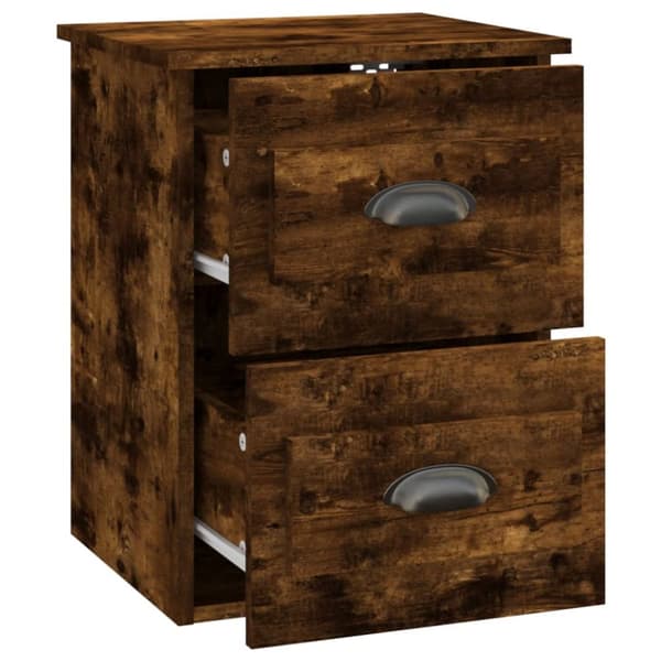 vidaXL væghængte sengeborde 2 stk. 41,5x36x53 cm røget eg - Natborde