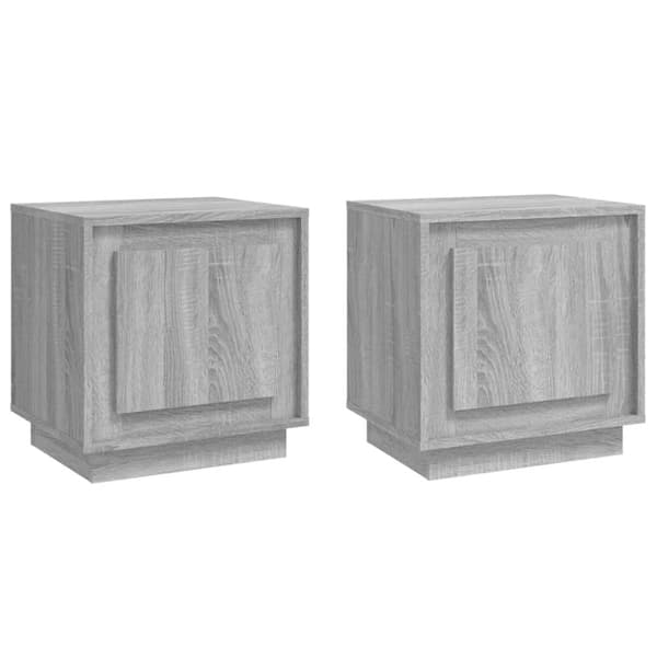 vidaXL sengeborde 2 stk. 44x35x45 cm konstrueret træ grå sonoma-eg -  Natborde