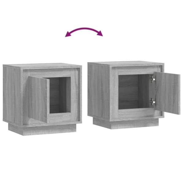 vidaXL sengeborde 2 stk. 44x35x45 cm konstrueret træ grå sonoma-eg - Natborde