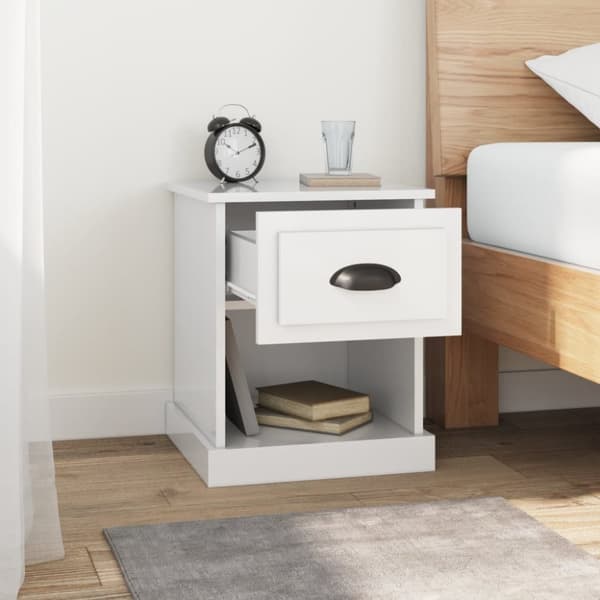vidaXL Sängbord 2 st vit högglans 39x39x47,5 cm konstruerat trä -  Nattduksbord