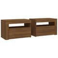 Miniatyrbillede 4 af 11: vidaXL sengeborde med LED-lys 2 stk. 60x35x40 cm brun eg -  Natborde